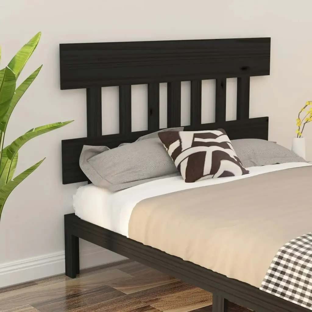 Bed Headboard Black 138.5 cm Solid Wood Pine 819119