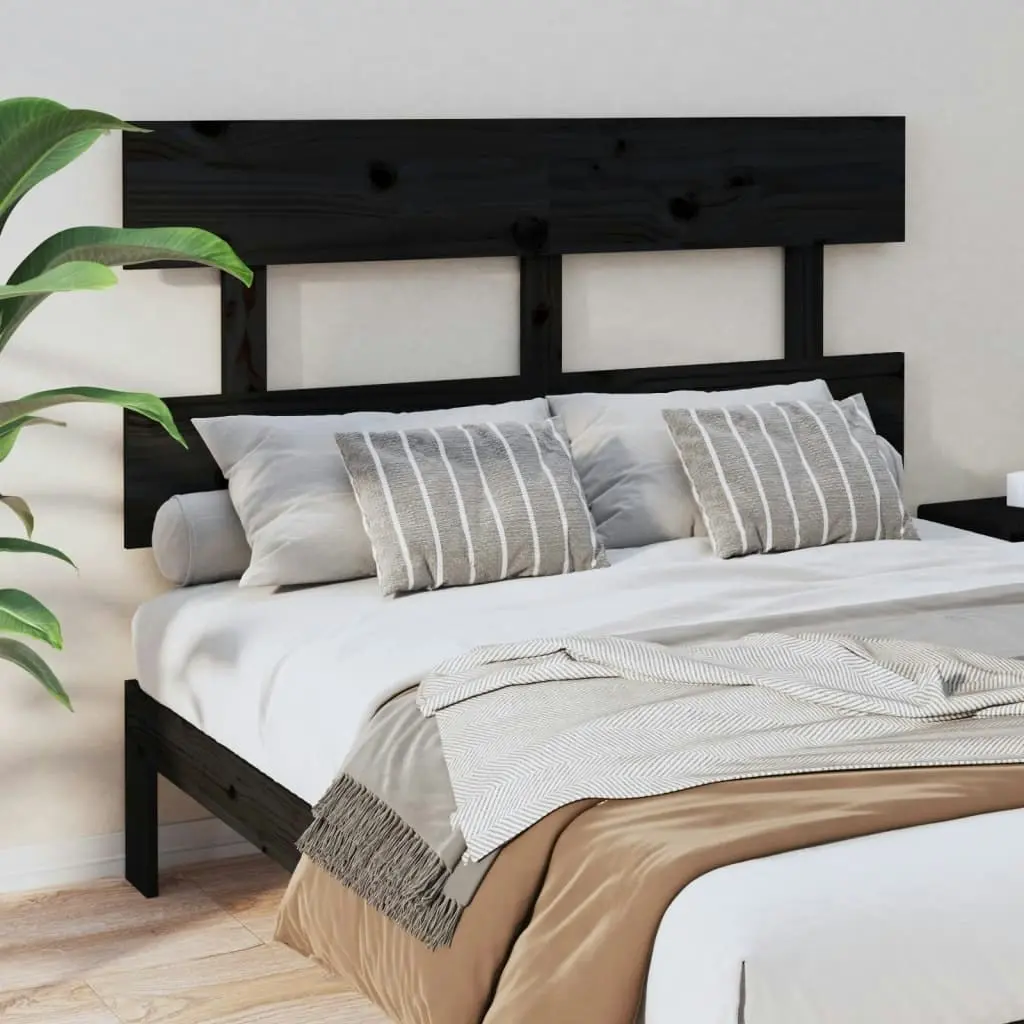 Bed Headboard Black 138 cm Solid Wood Pine 819069