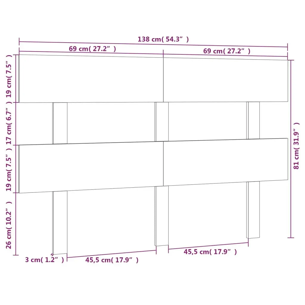 Bed Headboard Black 138 cm Solid Wood Pine 819069