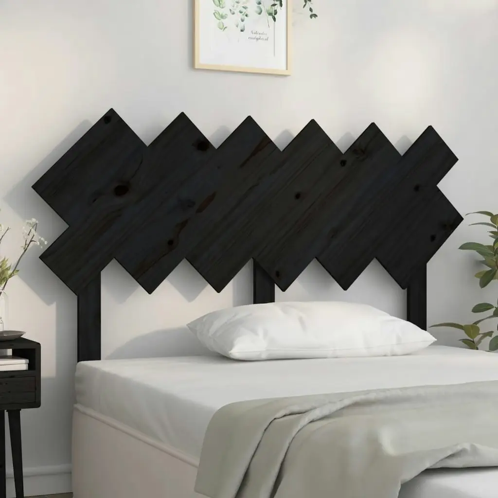 Bed Headboard Black 132 cm Solid Wood Pine 819219