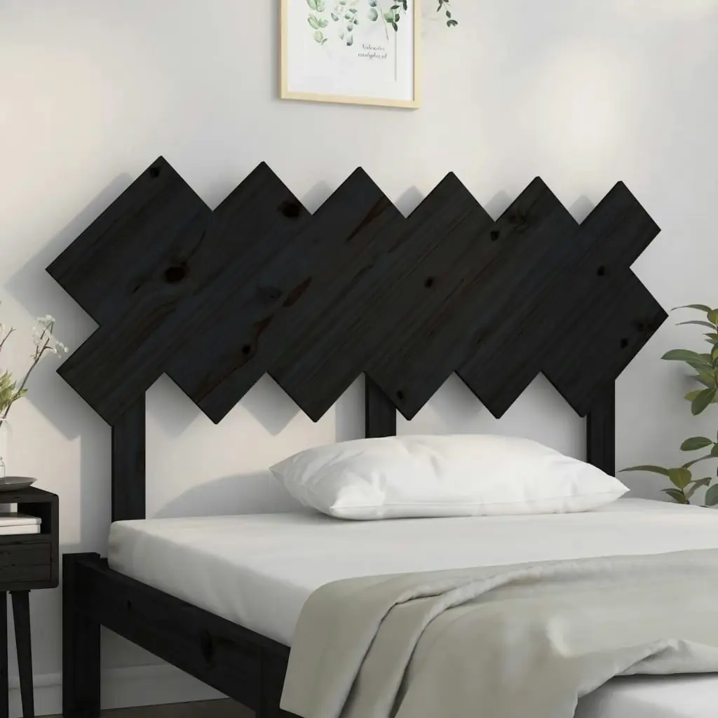 Bed Headboard Black 132 cm Solid Wood Pine 819219