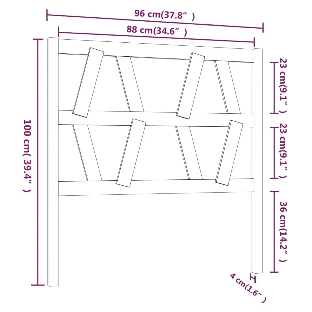 Bed Headboard 96 cm Solid Wood Pine 818600