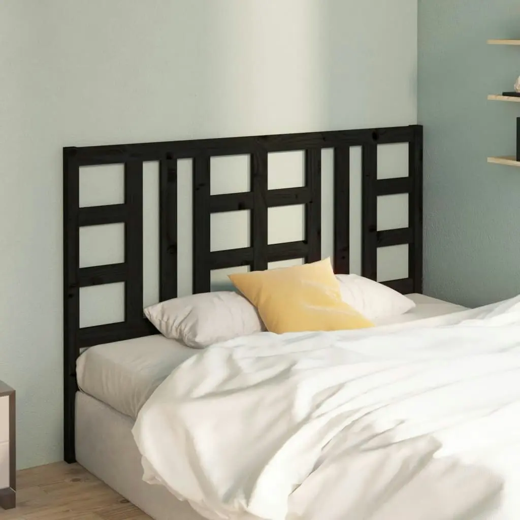 Bed Headboard Black 141 cm Solid Wood Pine 817839