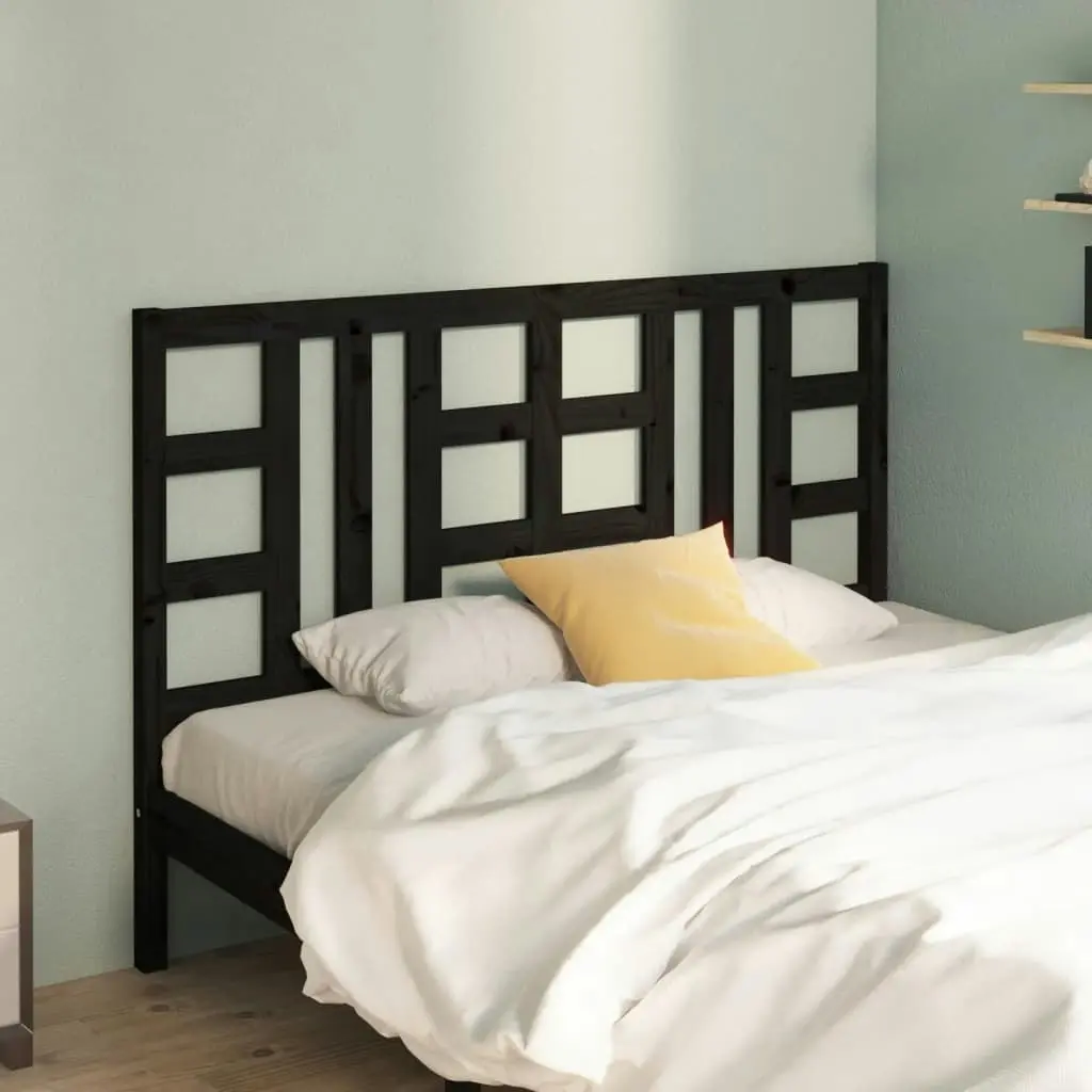 Bed Headboard Black 141 cm Solid Wood Pine 817839