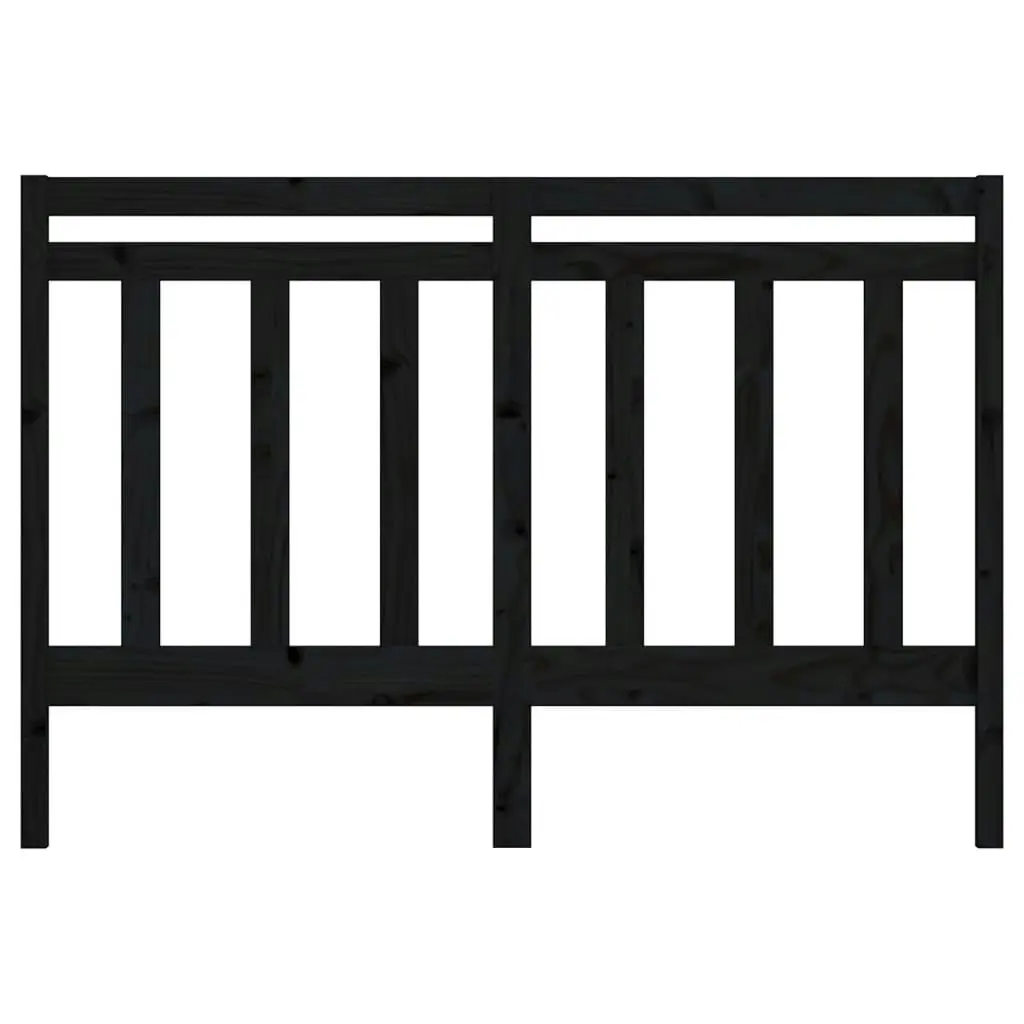 Bed Headboard Black 141x4x100 cm Solid Wood Pine 817789