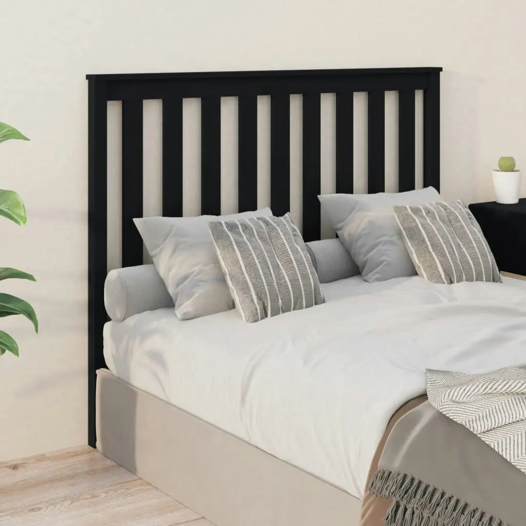 Bed Headboard Black 141 cm Solid Wood Pine 818519