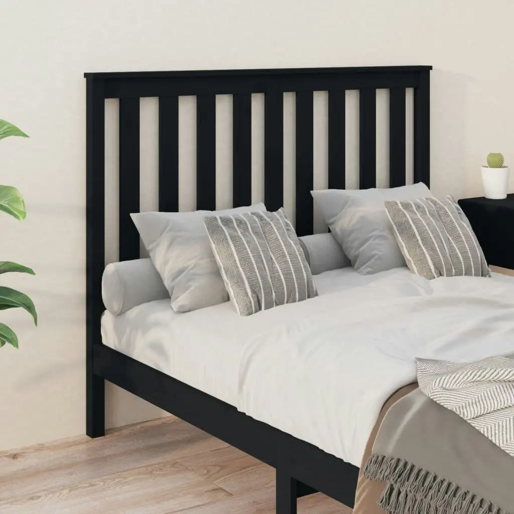 Bed Headboard Black 141 cm Solid Wood Pine 818519