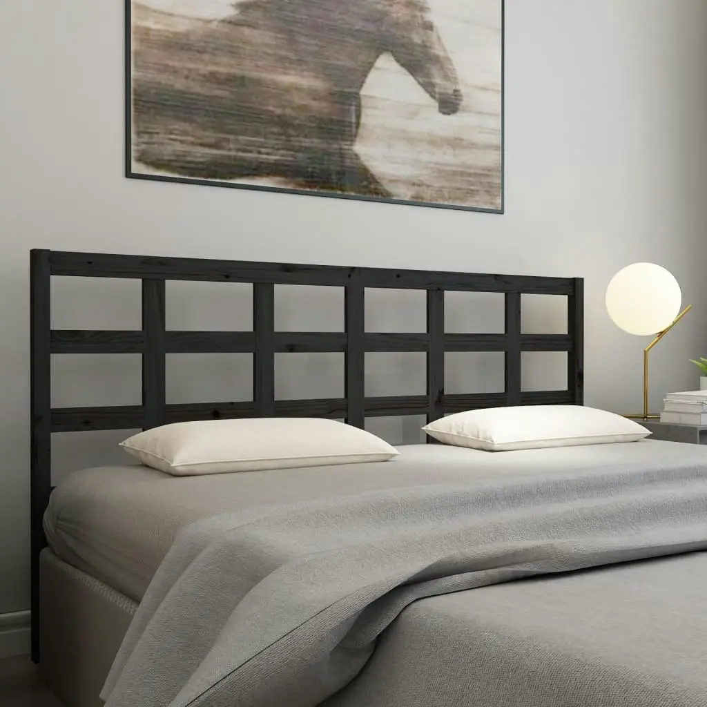 Bed Headboard Black 185.5 cm Solid Wood Pine 817909