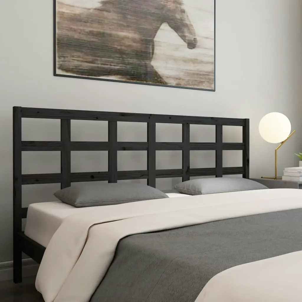 Bed Headboard Black 185.5 cm Solid Wood Pine 817909