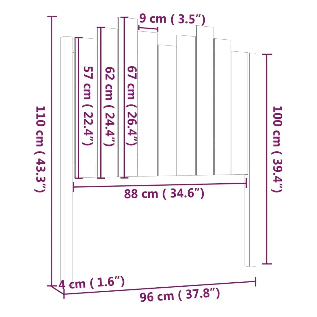 Bed Headboard 96 cm Solid Wood Pine 818450