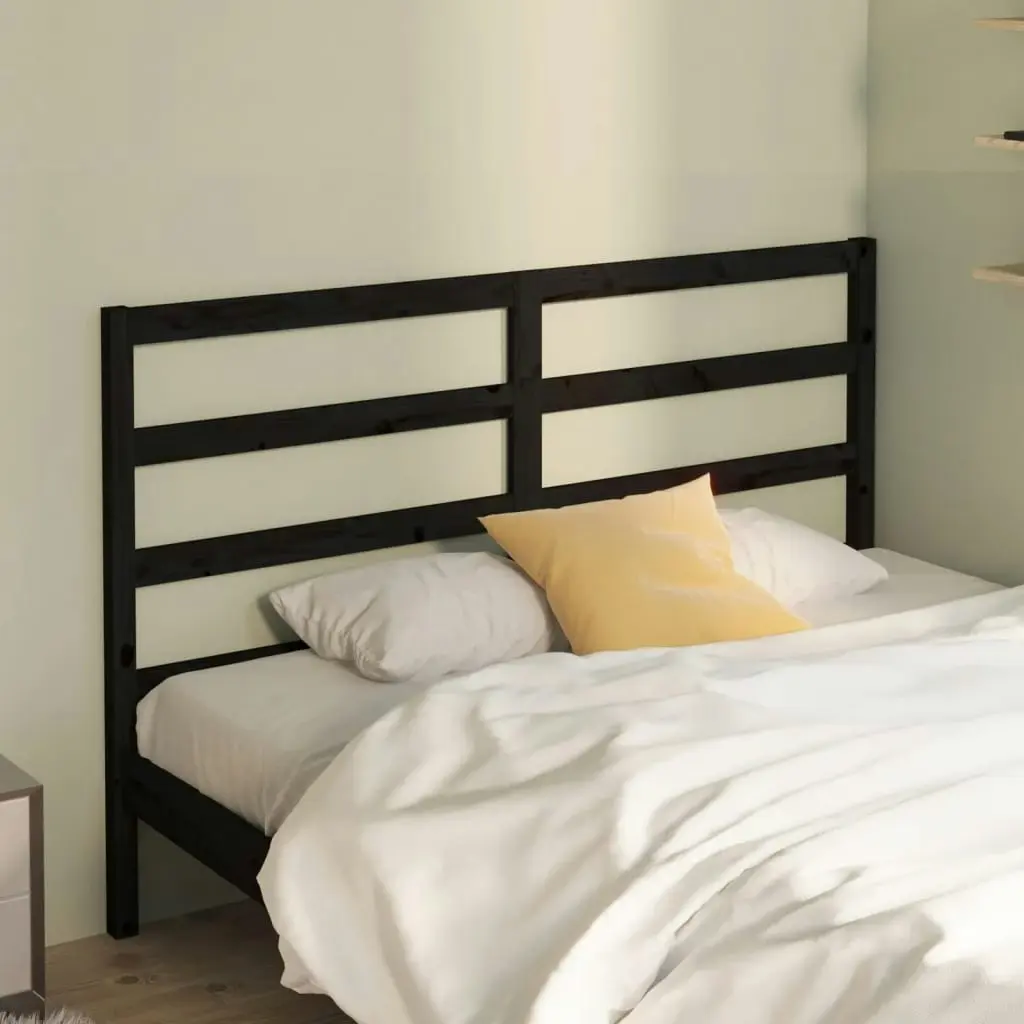 Bed Headboard Black 141 cm Solid Wood Pine 817639