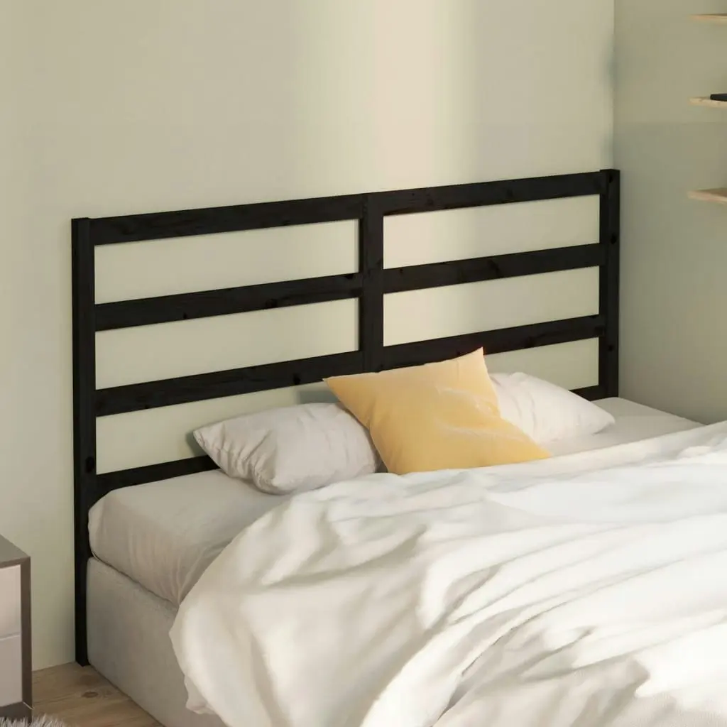 Bed Headboard Black 141 cm Solid Wood Pine 817639