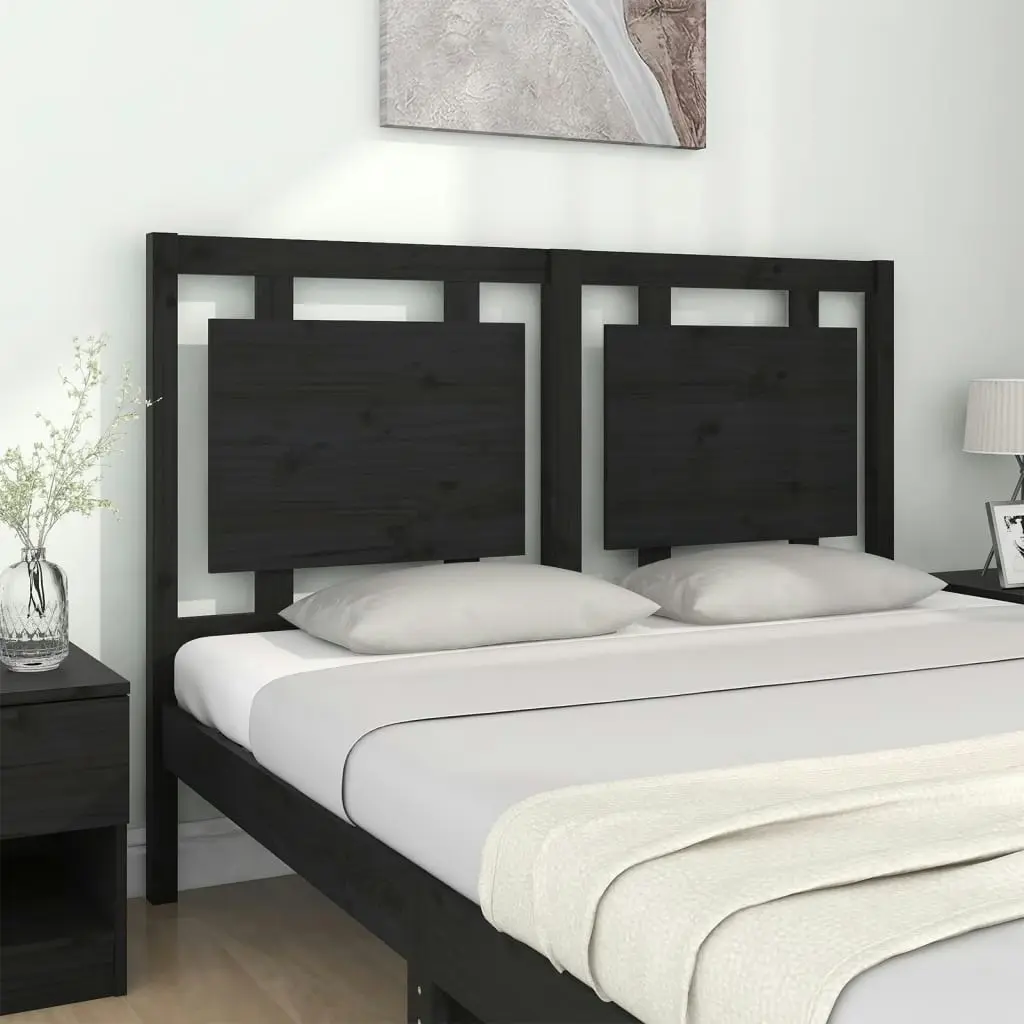 Bed Headboard Black 140.5 cm Solid Wood Pine 817939