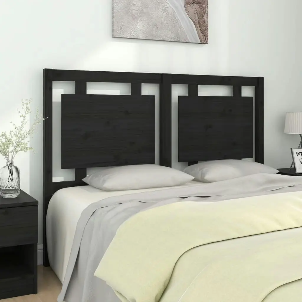 Bed Headboard Black 140.5 cm Solid Wood Pine 817939