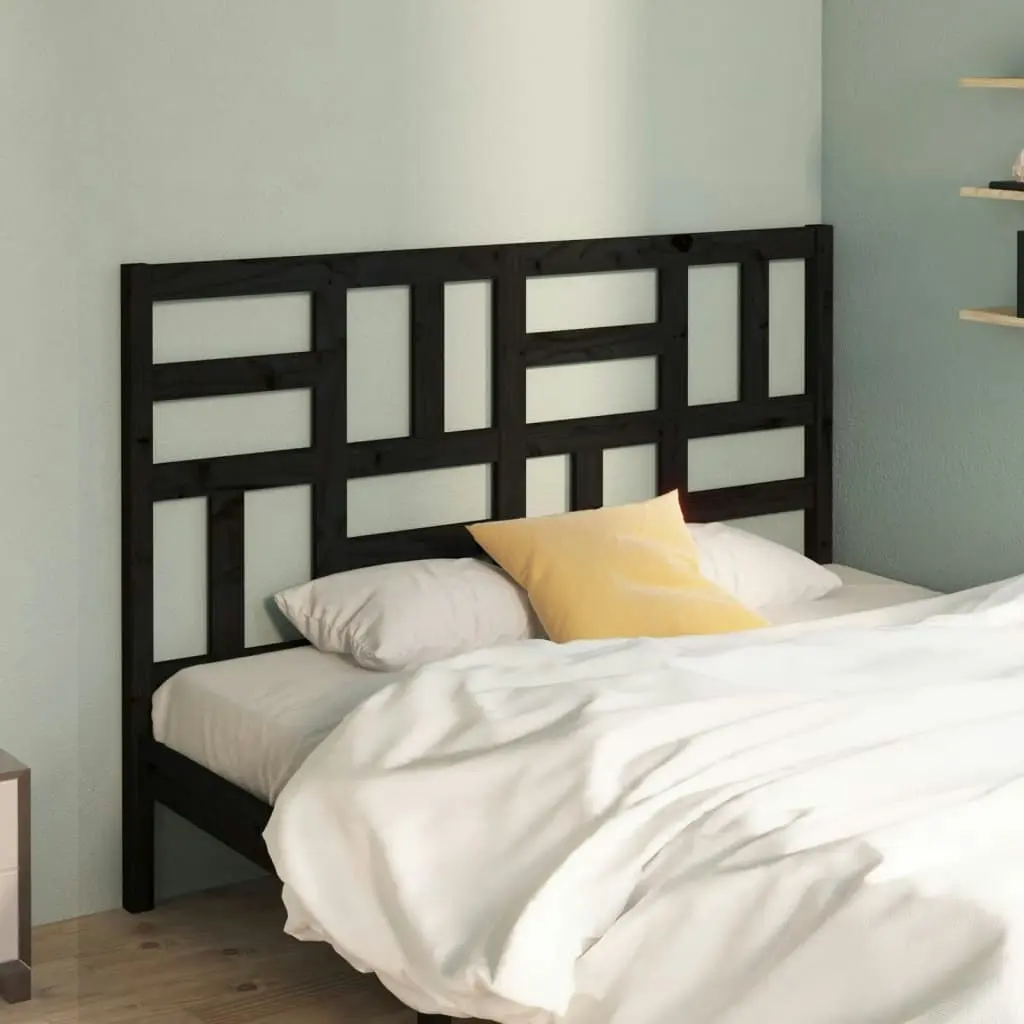 Bed Headboard Black 141 cm Solid Wood Pine 818189