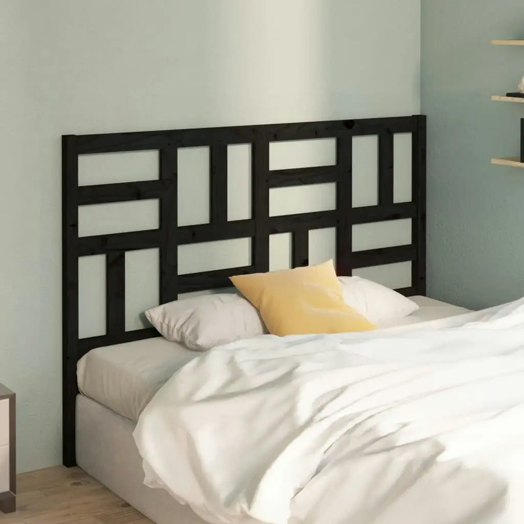 Bed Headboard Black 141 cm Solid Wood Pine 818189