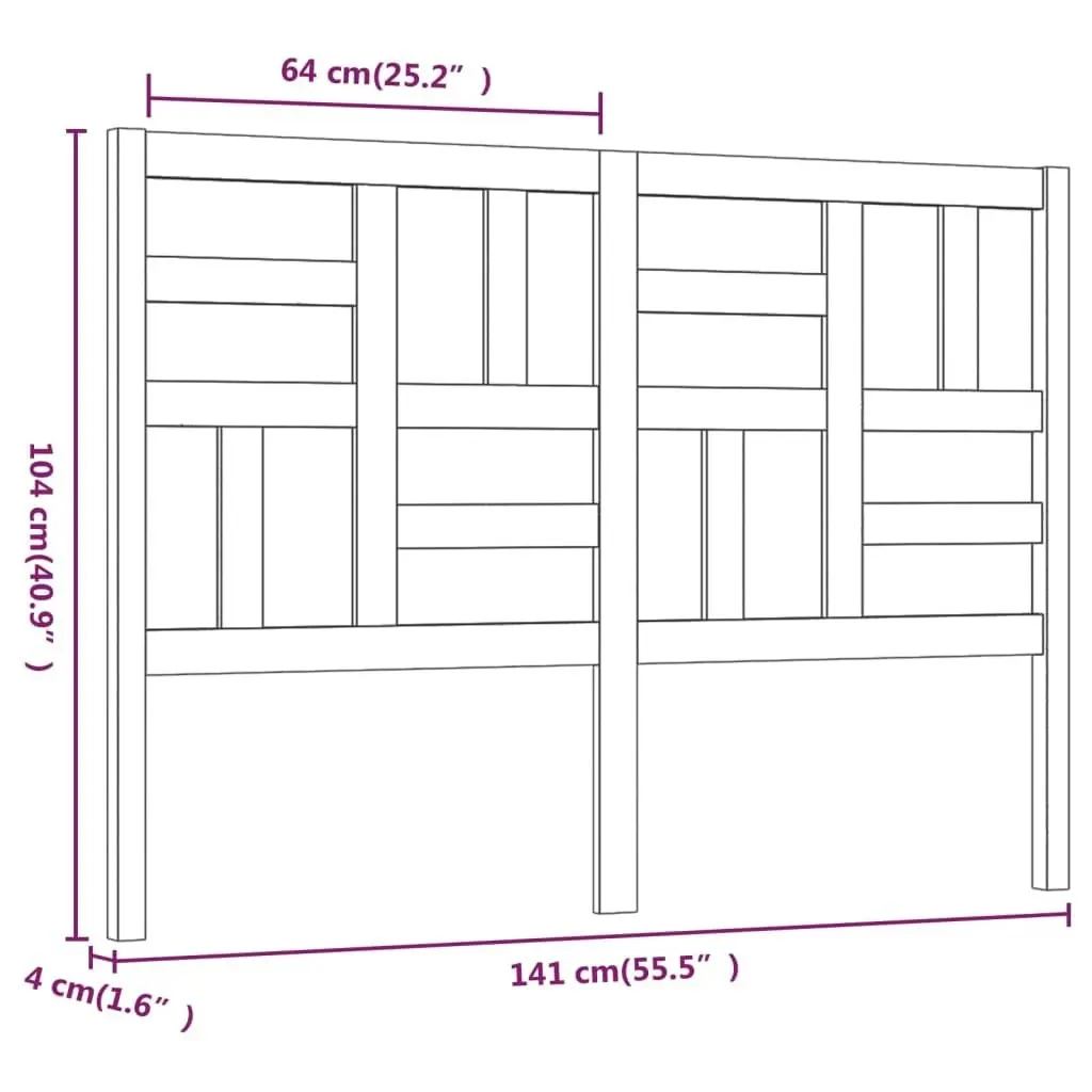 Bed Headboard Black 141 cm Solid Wood Pine 818189