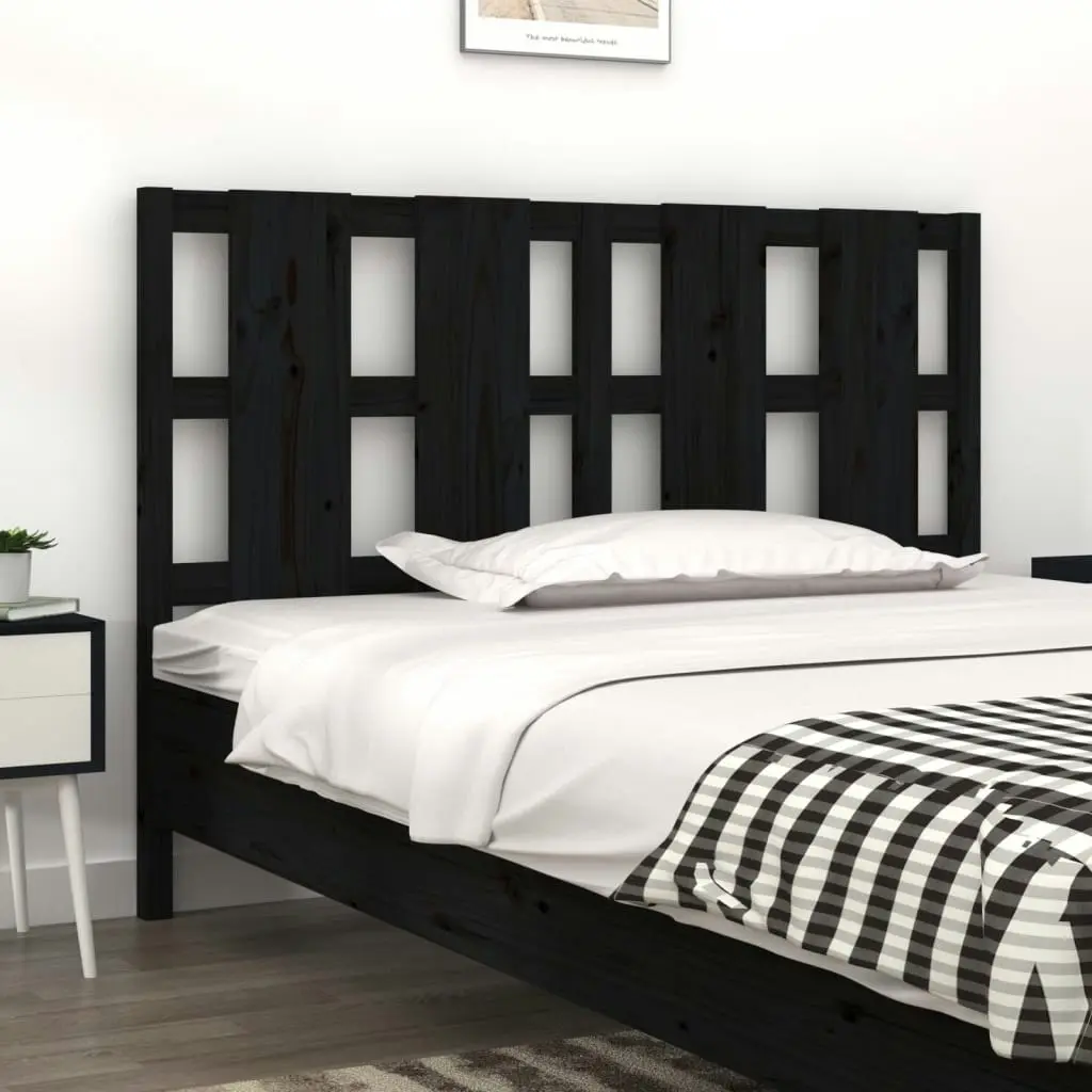 Bed Headboard Black 140.5 cm Solid Wood Pine 817989