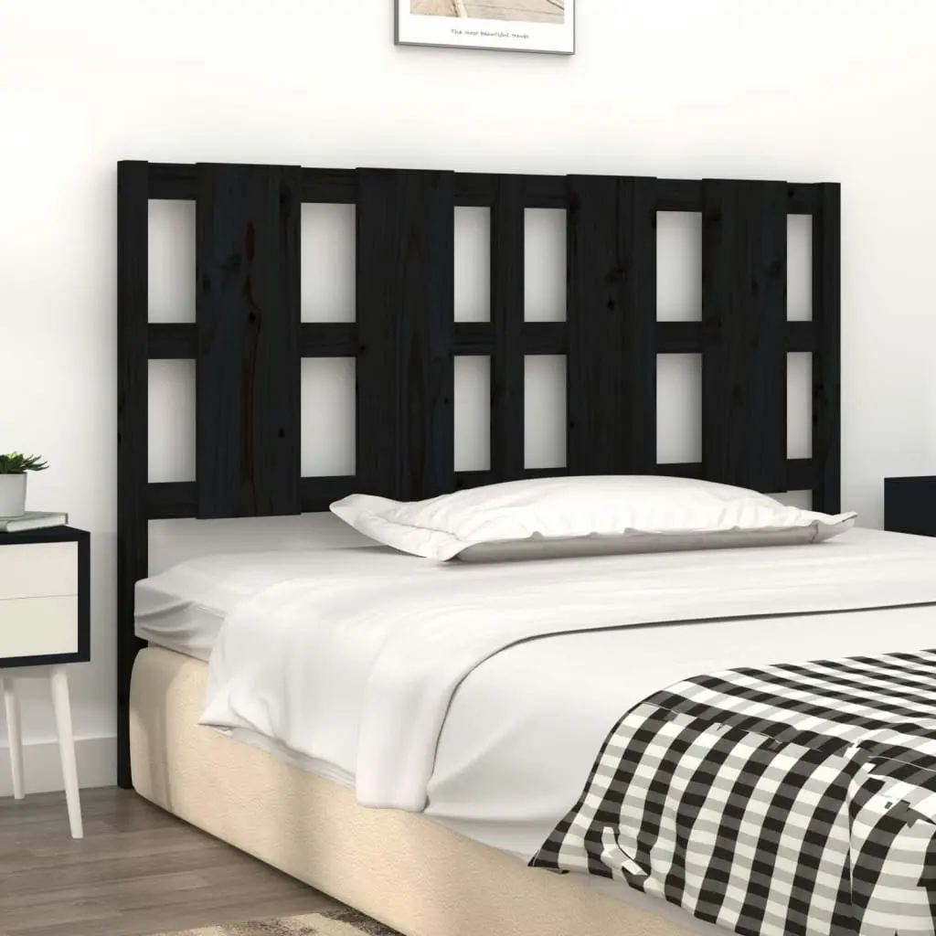 Bed Headboard Black 140.5 cm Solid Wood Pine 817989