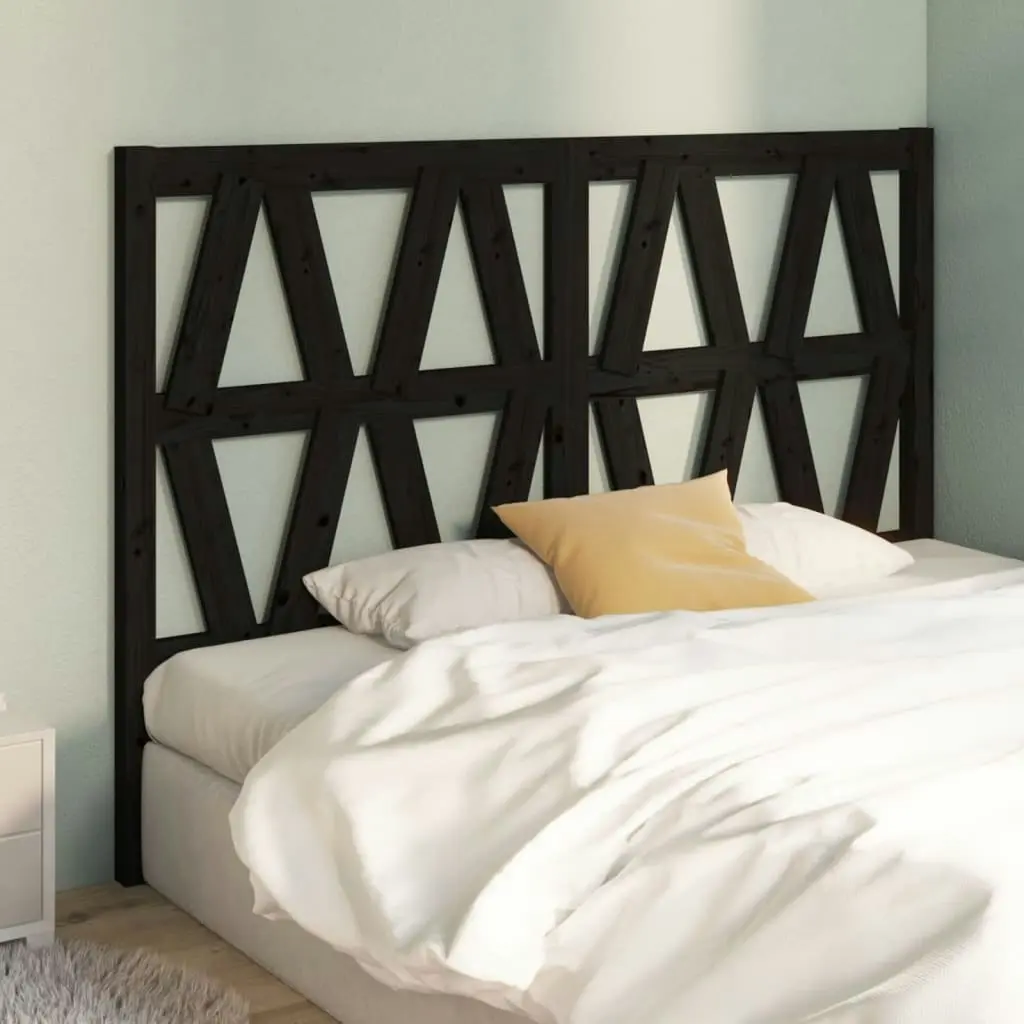 Bed Headboard Black 141 cm Solid Wood Pine 818619