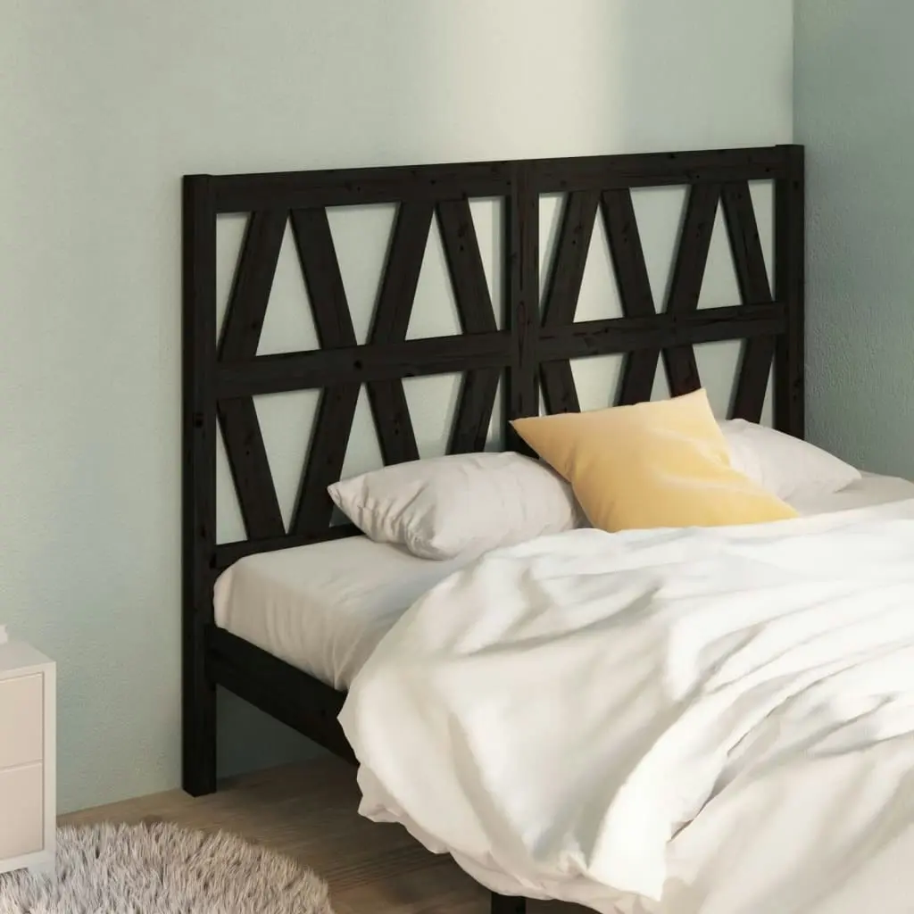 Bed Headboard Black 141 cm Solid Wood Pine 818619