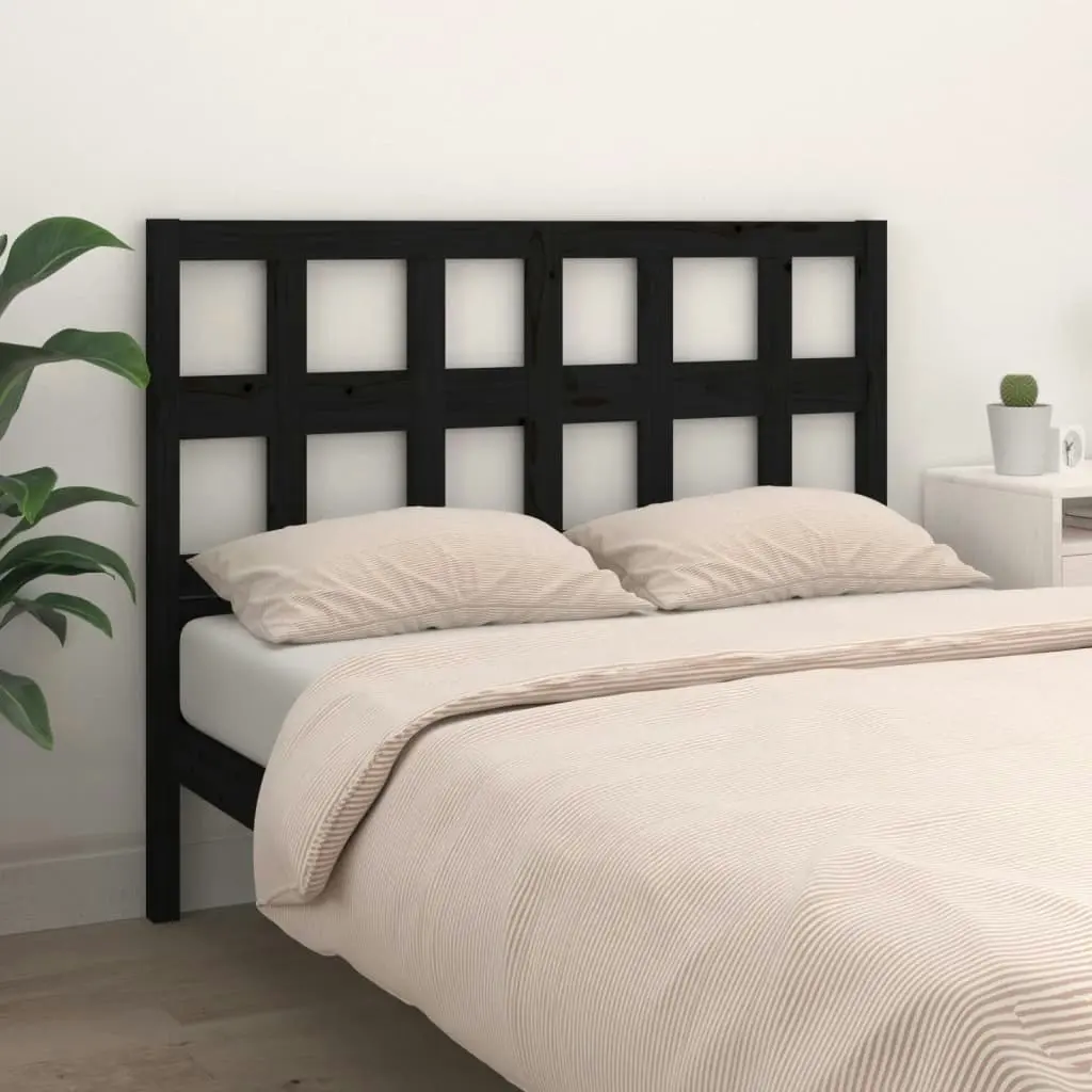 Bed Headboard Black 140.5 cm Solid Wood Pine 818919