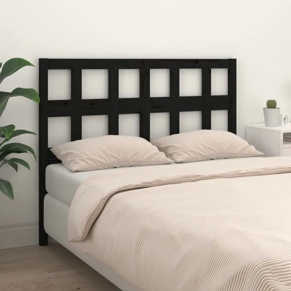 Bed Headboard Black 140.5 cm Solid Wood Pine 818919