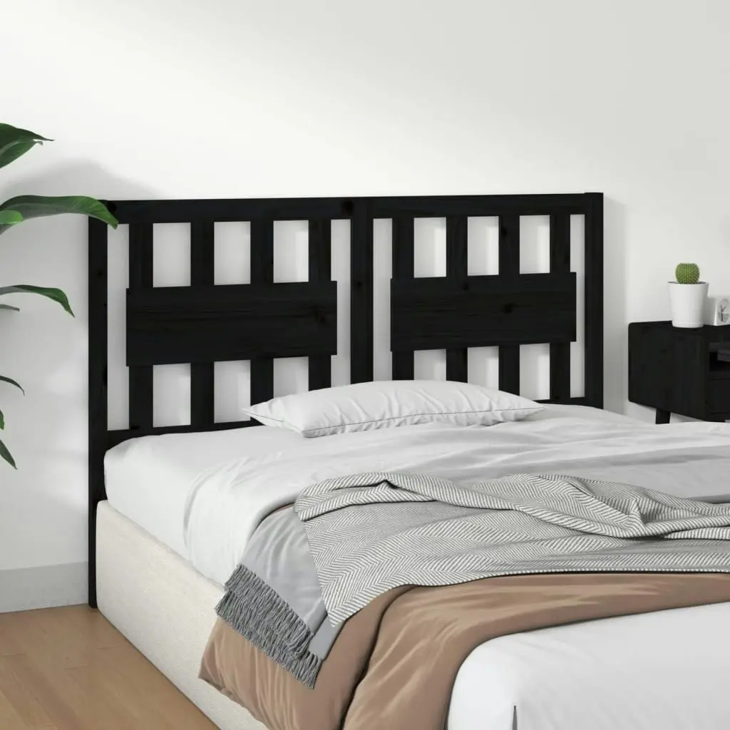 Bed Headboard Black 140.5 cm Solid Wood Pine 818569