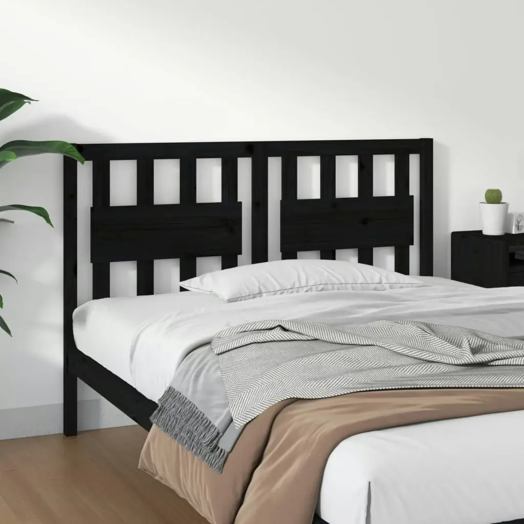 Bed Headboard Black 140.5 cm Solid Wood Pine 818569