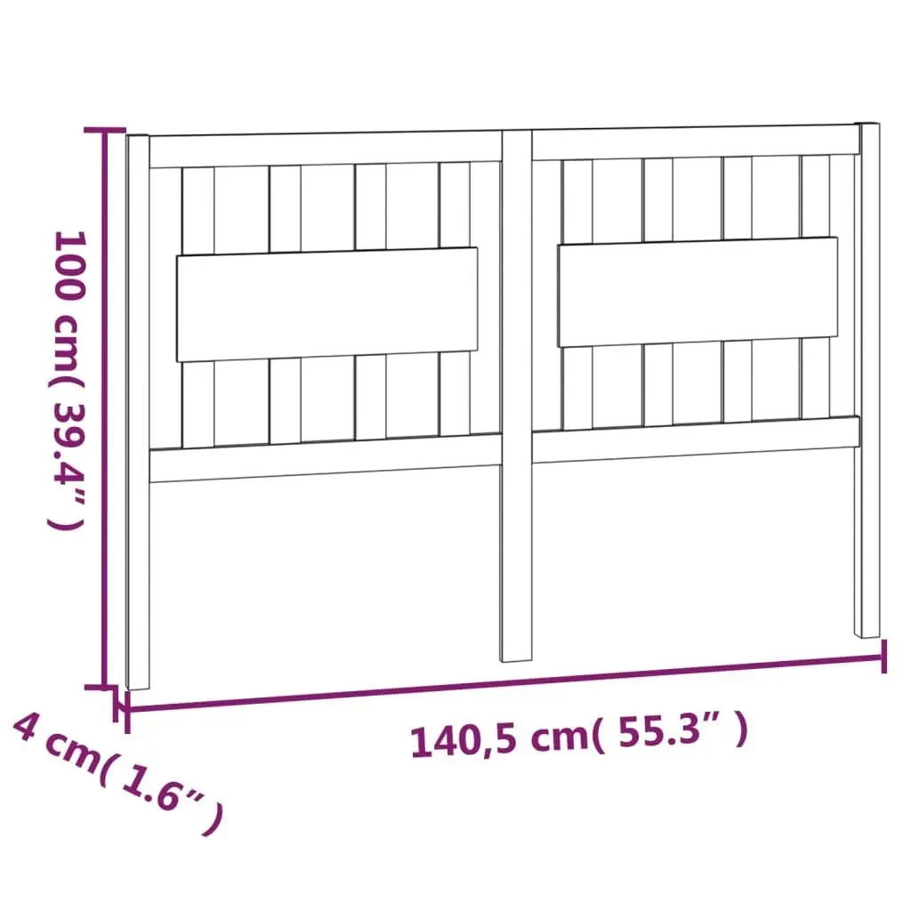 Bed Headboard Black 140.5 cm Solid Wood Pine 818569