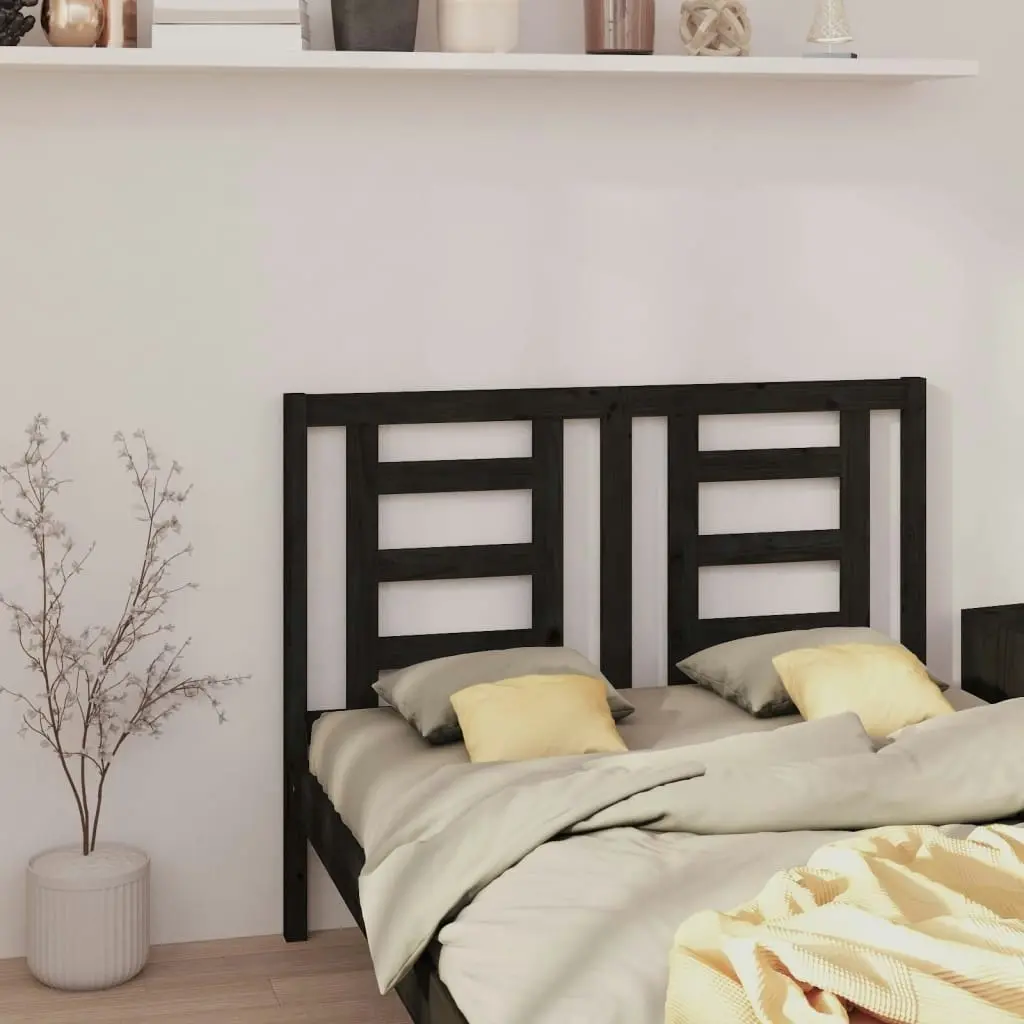 Bed Headboard Black 141 cm Solid Wood Pine 818819