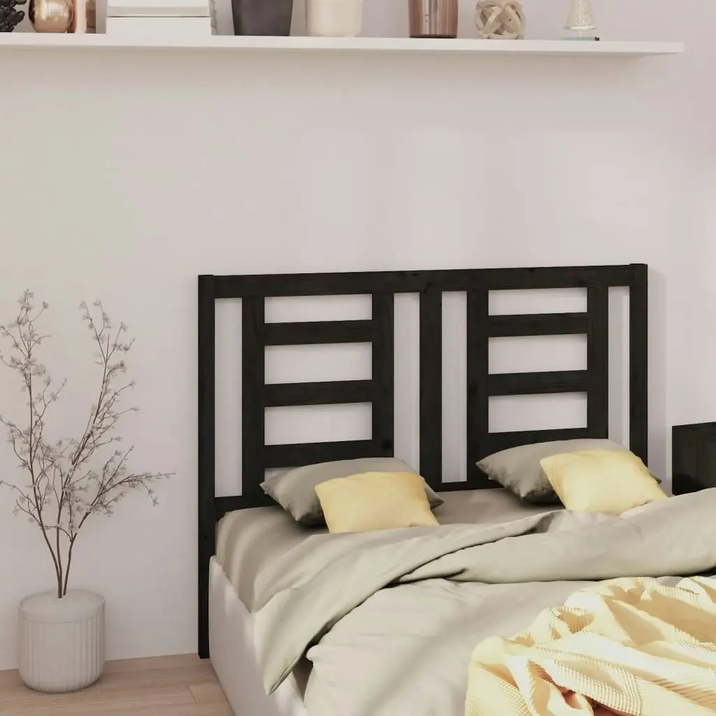 Bed Headboard Black 141 cm Solid Wood Pine 818819