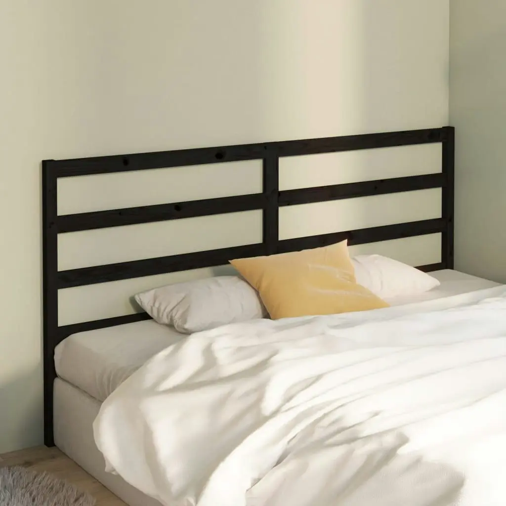 Bed Headboard Black 186x4x100 cm Solid Wood Pine 817659