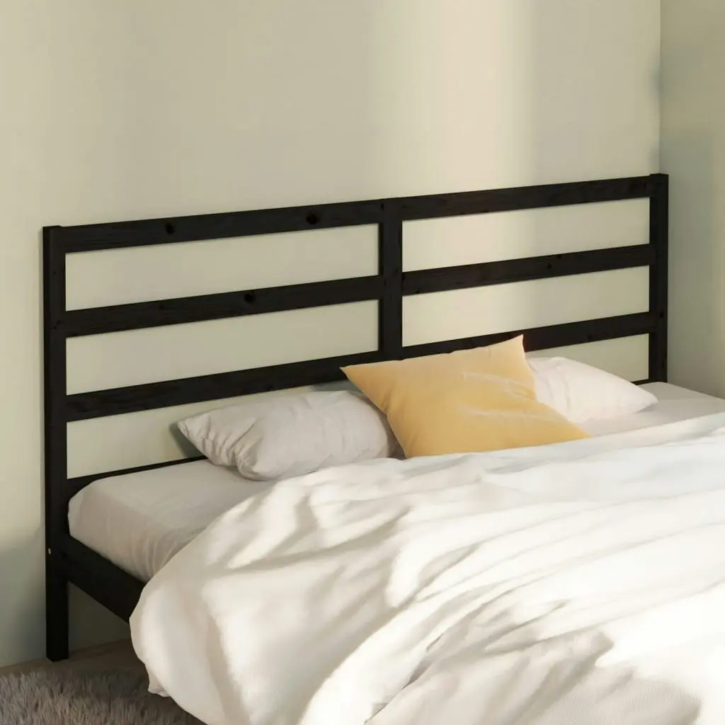 Bed Headboard Black 186x4x100 cm Solid Wood Pine 817659