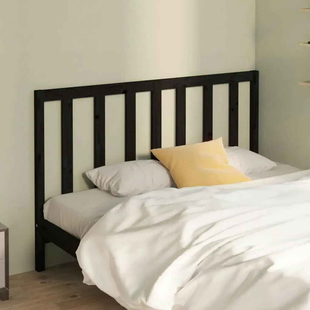 Bed Headboard Black 141 cm Solid Wood Pine 817689