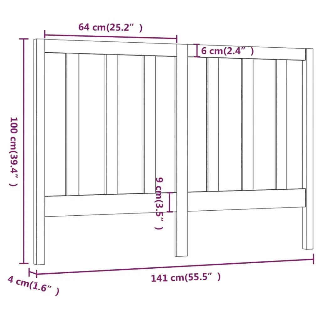 Bed Headboard Black 141 cm Solid Wood Pine 817689