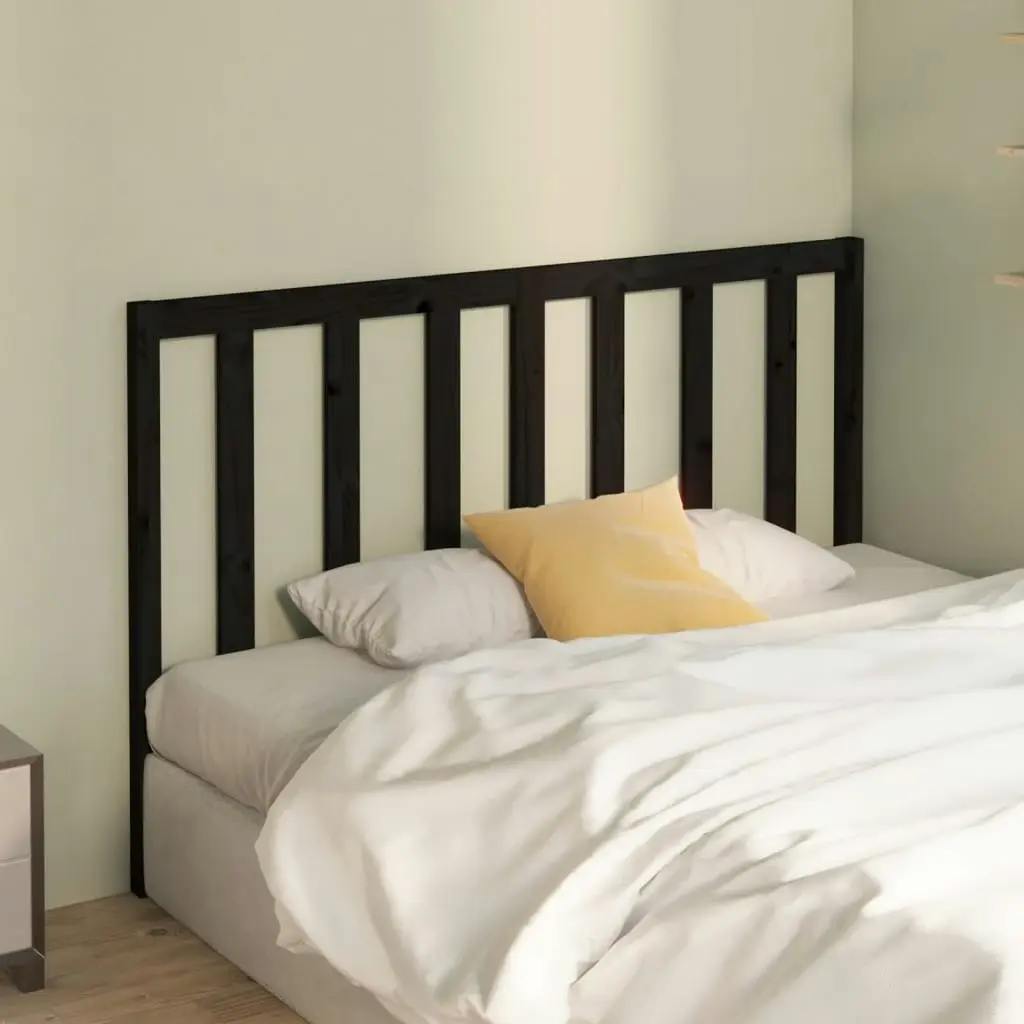 Bed Headboard Black 141 cm Solid Wood Pine 817689