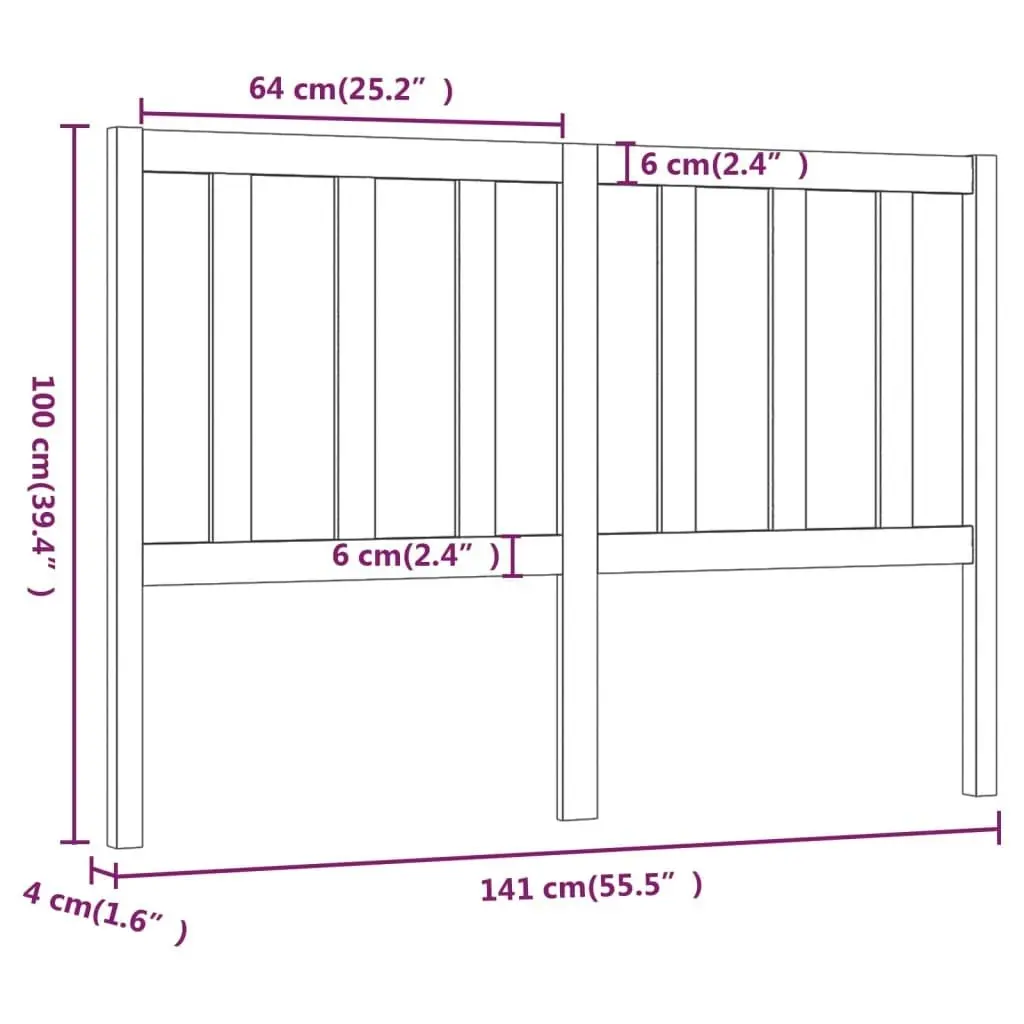 Bed Headboard Black 141 cm Solid Wood Pine 817739