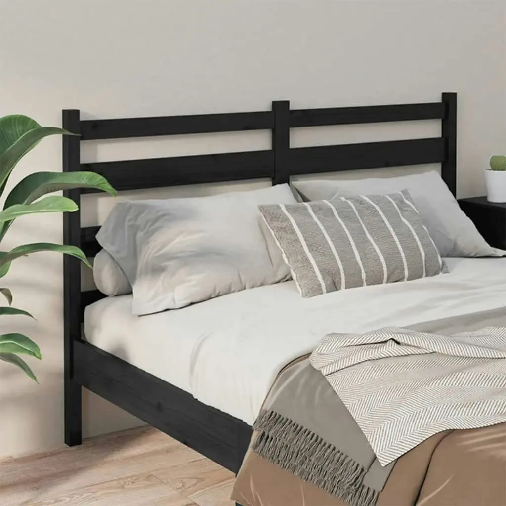 Bed Headboard Black 156 cm Solid Wood Pine 818429