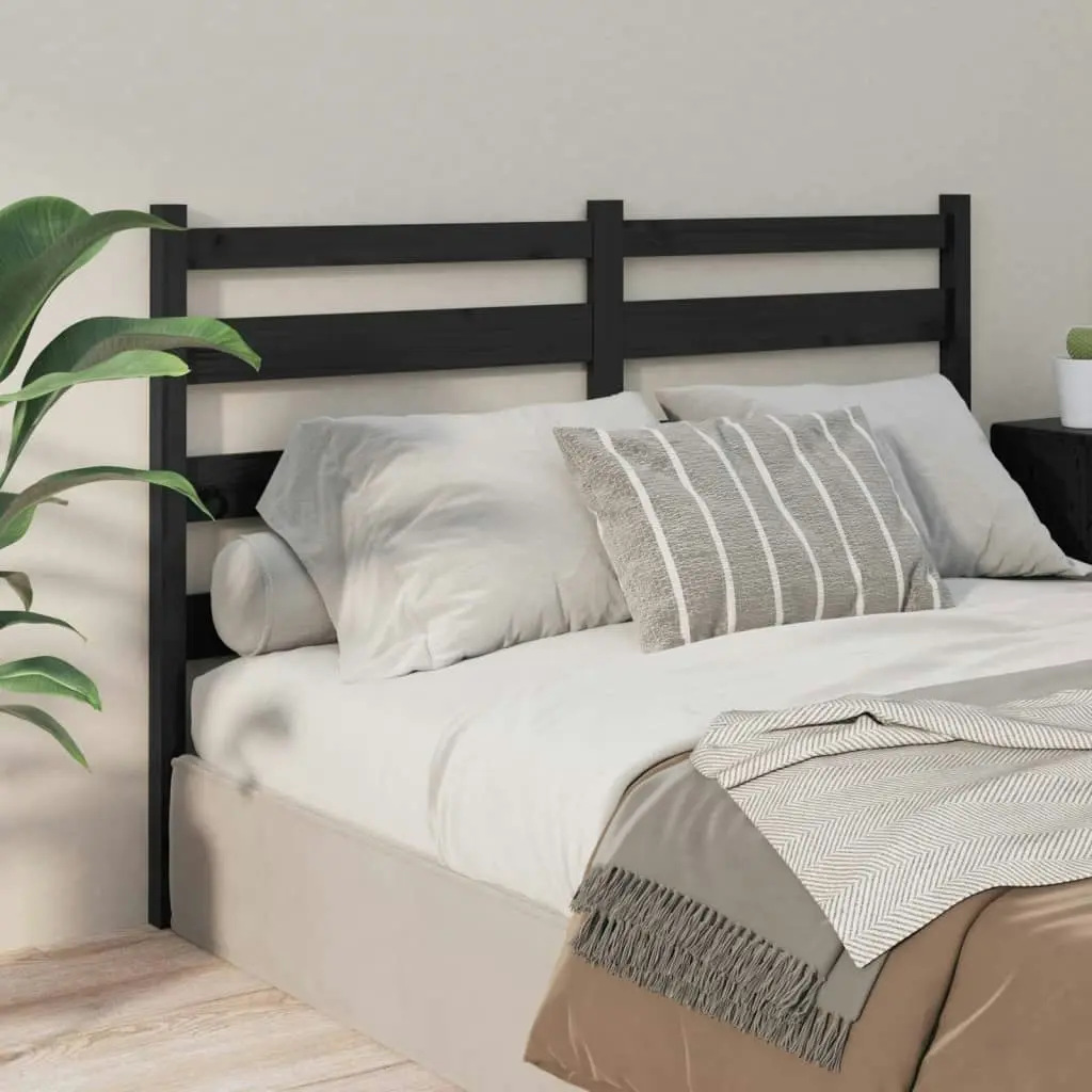 Bed Headboard Black 156 cm Solid Wood Pine 818429