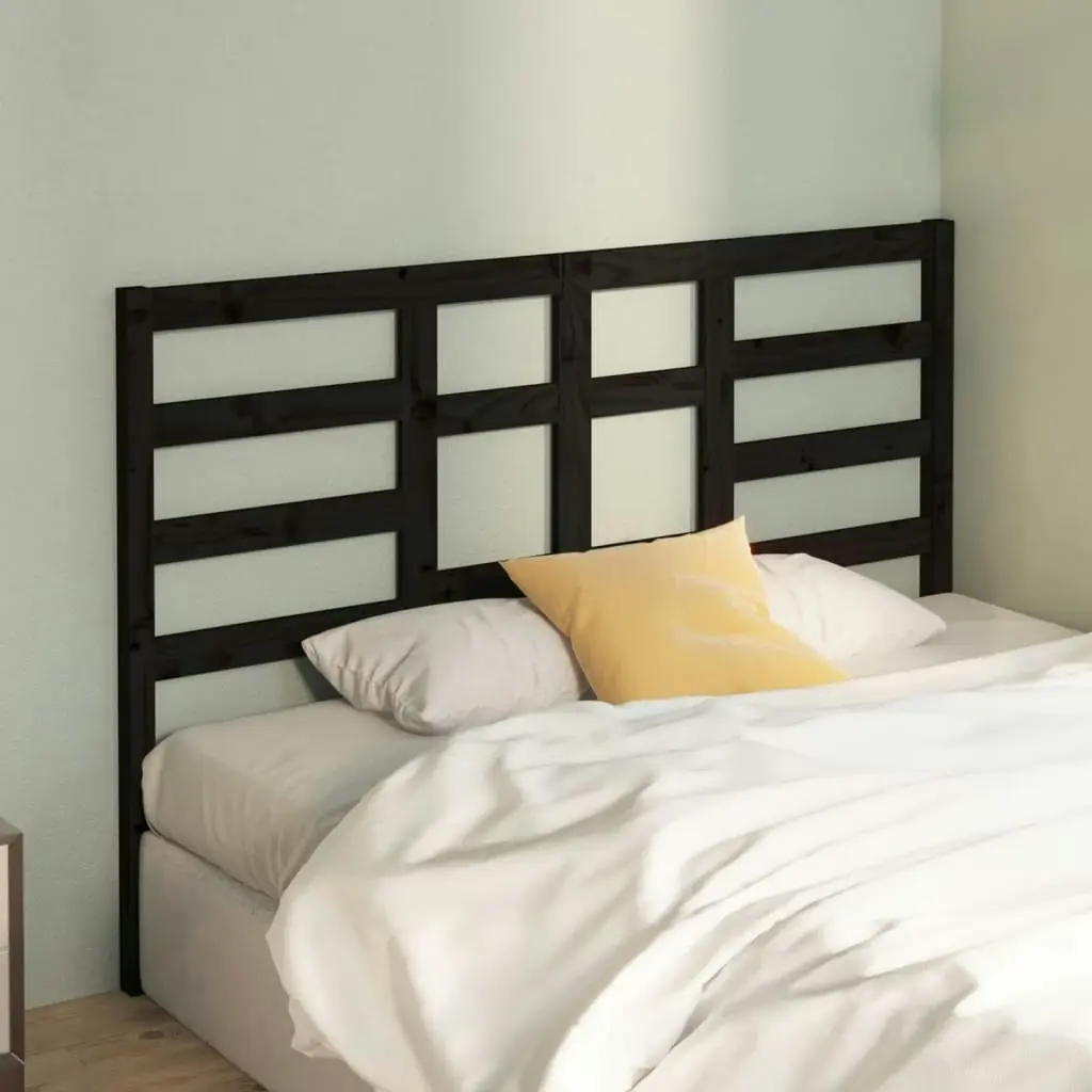 Bed Headboard Black 156x4x104 cm Solid Wood Pine 818149