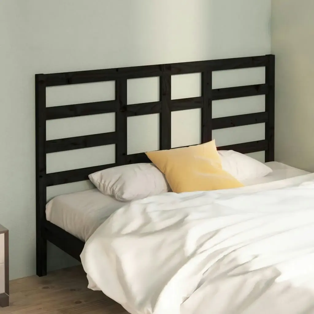 Bed Headboard Black 156x4x104 cm Solid Wood Pine 818149