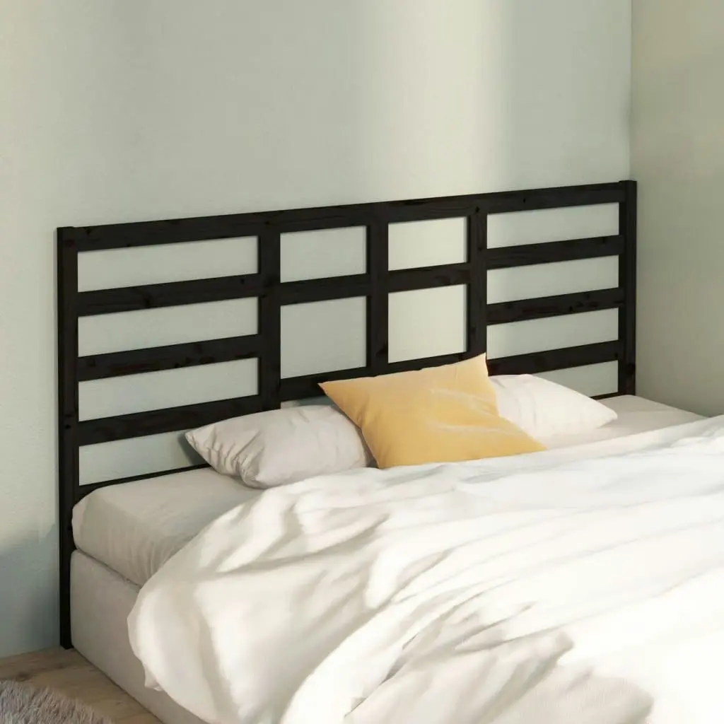 Bed Headboard Black 186 cm Solid Wood Pine 818159