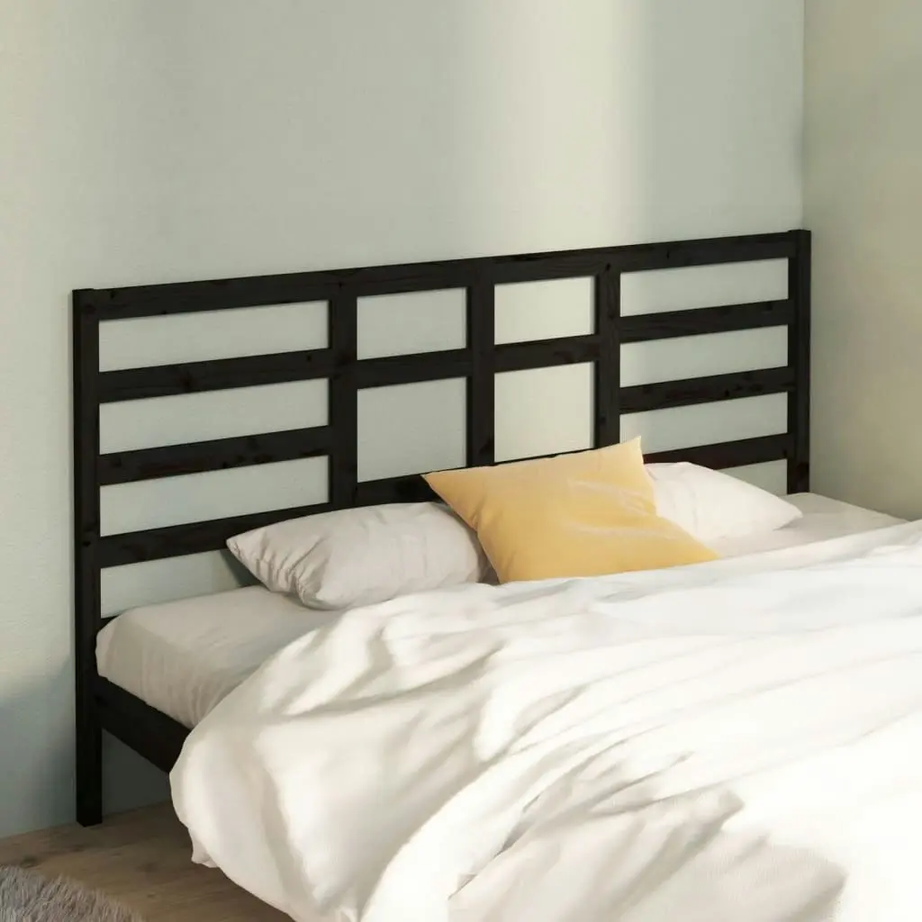 Bed Headboard Black 186 cm Solid Wood Pine 818159