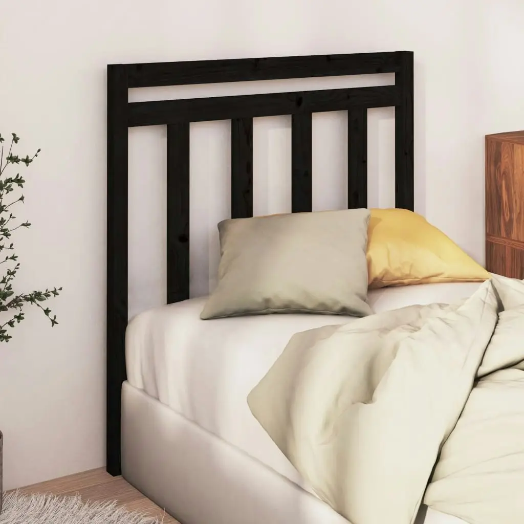 Bed Headboard Black 96x4x100 cm Solid Wood Pine 817774