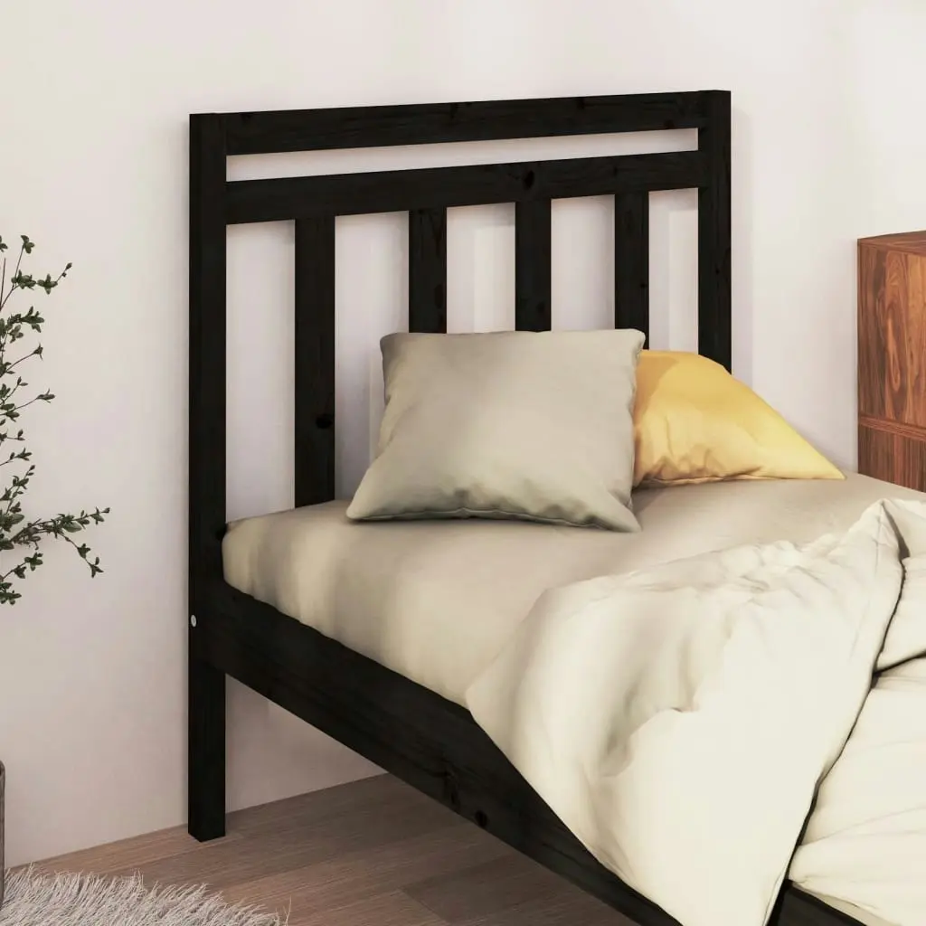 Bed Headboard Black 96x4x100 cm Solid Wood Pine 817774