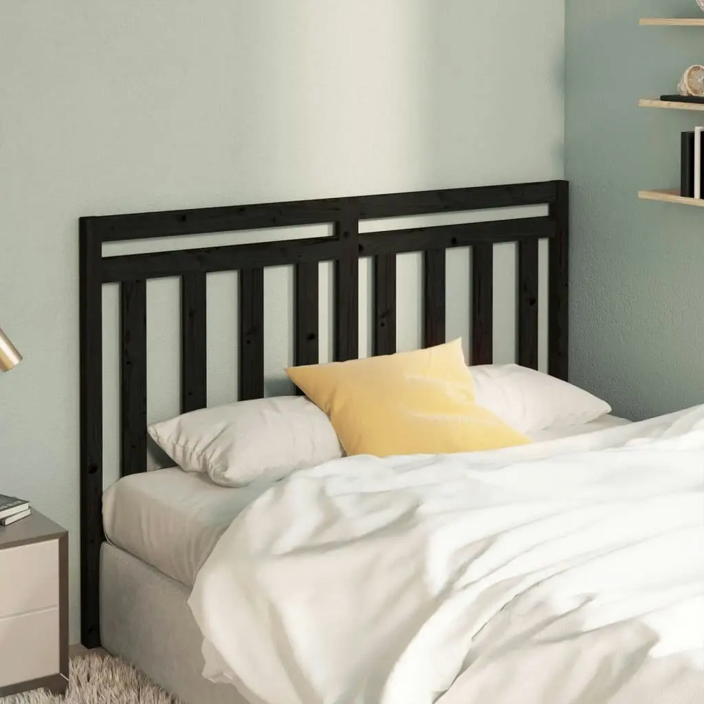 Bed Headboard Black 156x4x100 cm Solid Wood Pine 817799