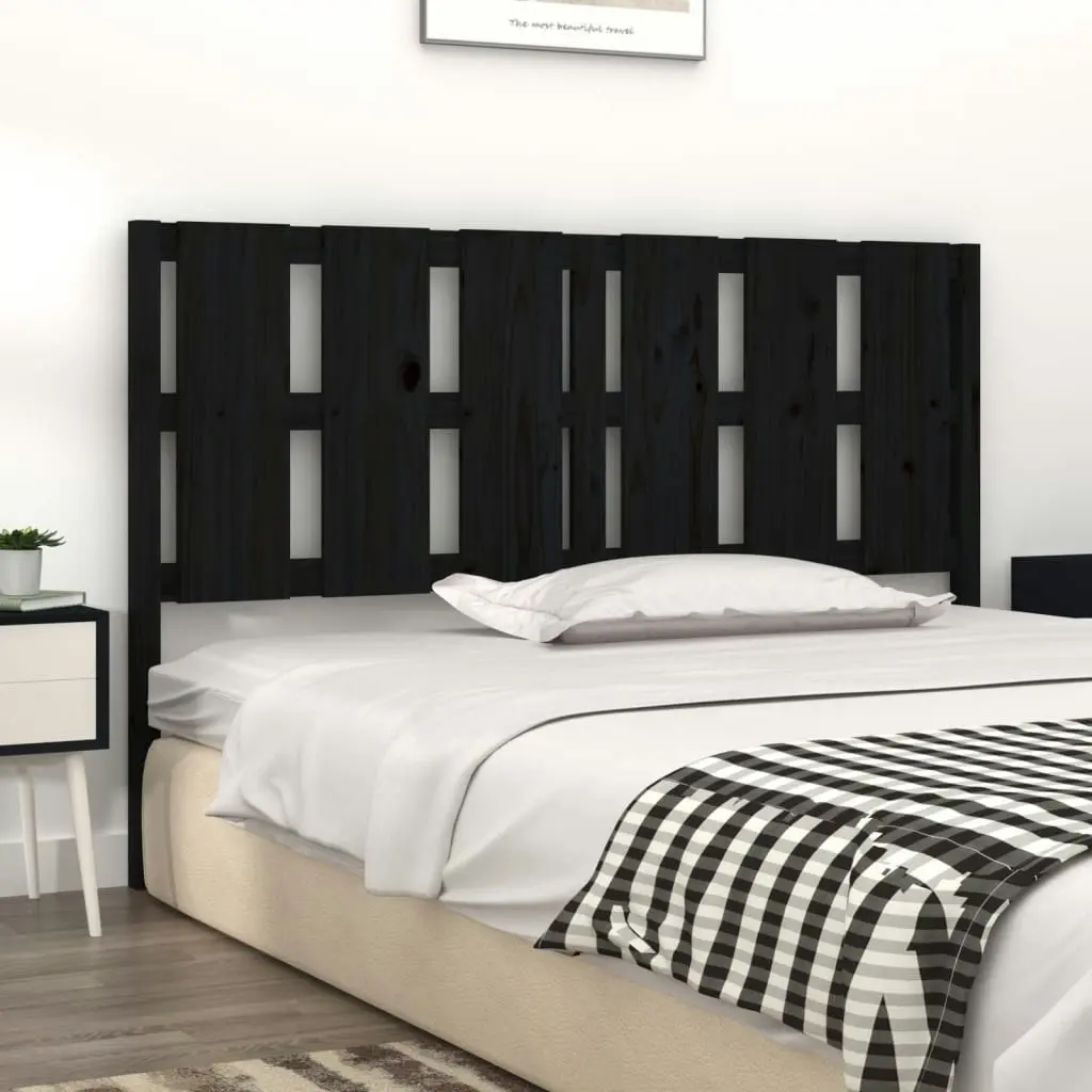 Bed Headboard Black 155.5 cm Solid Wood Pine 817999