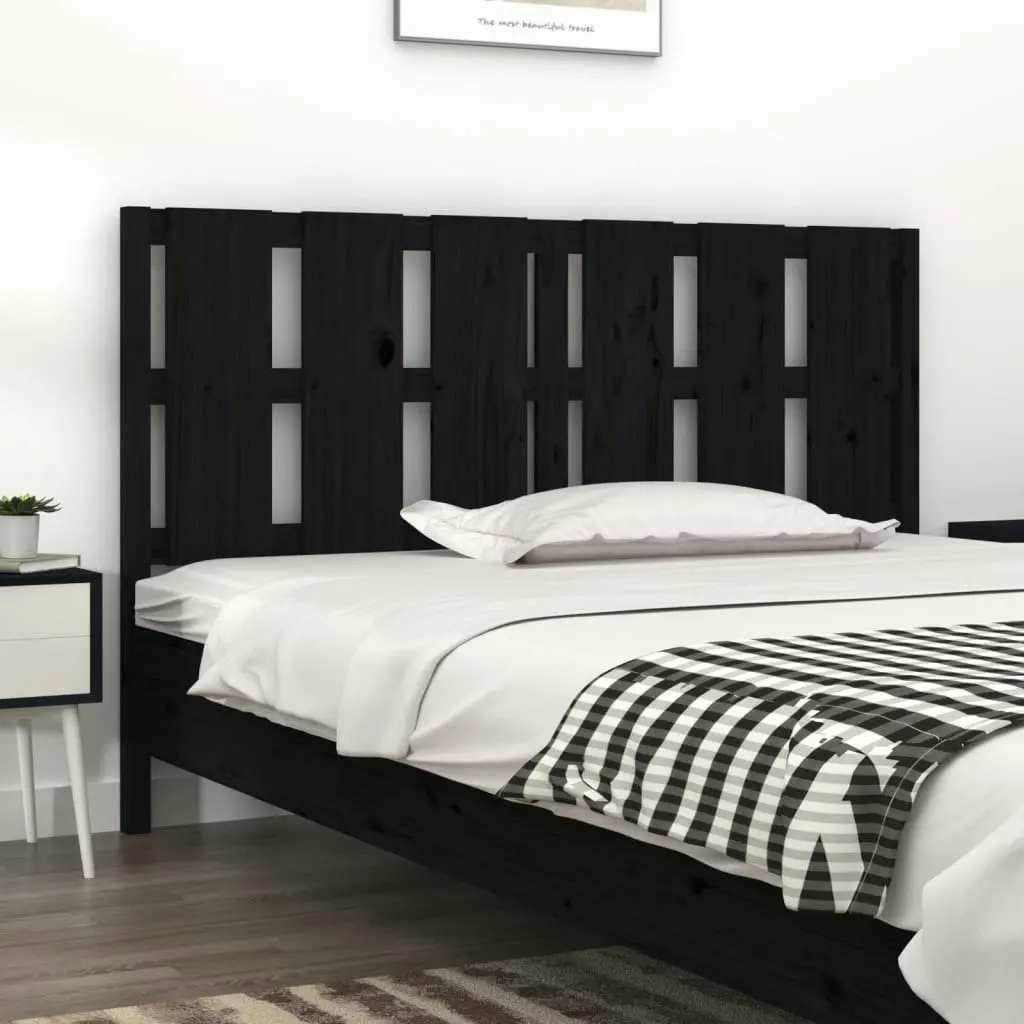 Bed Headboard Black 155.5 cm Solid Wood Pine 817999