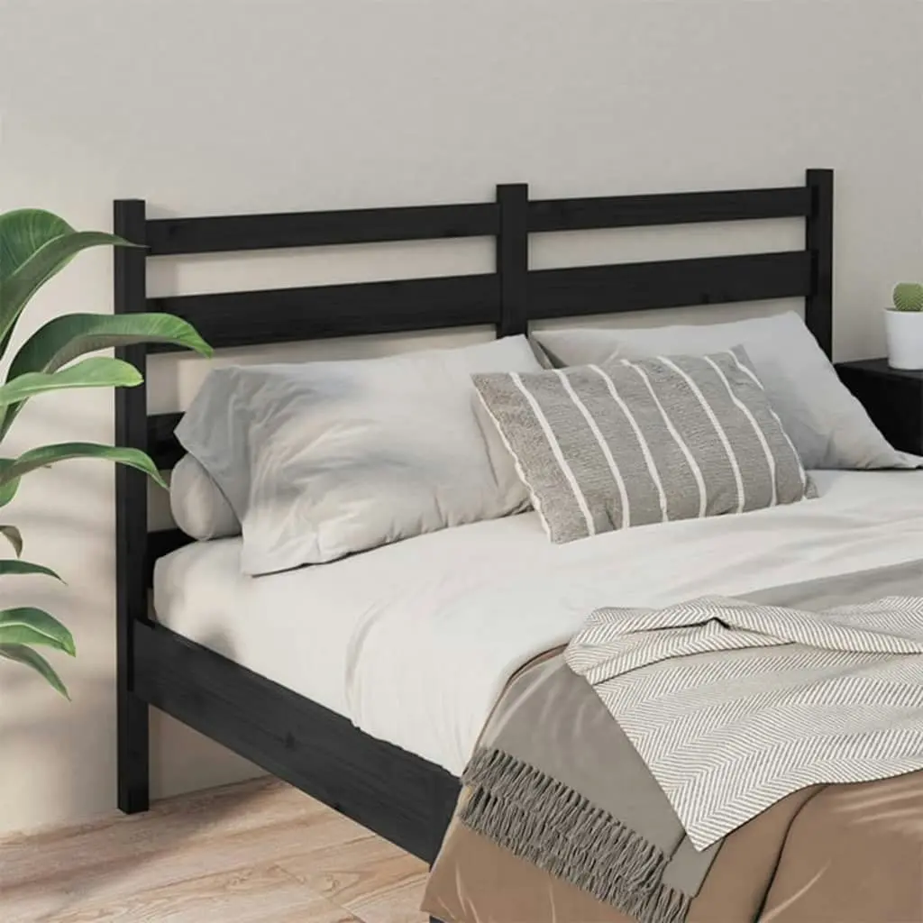 Bed Headboard Black 141 cm Solid Wood Pine 818419